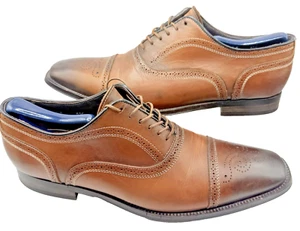 To Boot New York Mens Leather Wingtip Oxford 8.5 Brogue Brown Italy Adam Derrick - Picture 1 of 11