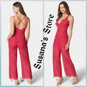 NWT BEBE SIZE M STRAPPY BACK LACE JUMPSUIT Sexy & fashionable!! MSRP $149 - Picture 1 of 6
