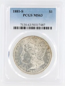 Dólar de plata Morgan 1881-S graduación profesional MS63 S$1 San Francisco acuñado sin precio base - Imagen 1 de 4