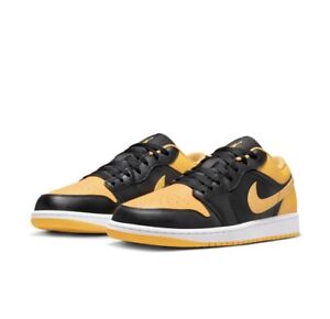NEW Nike Air Jordan 1 Low Black Yellow Ochre White 553558-072   Men's Size 10