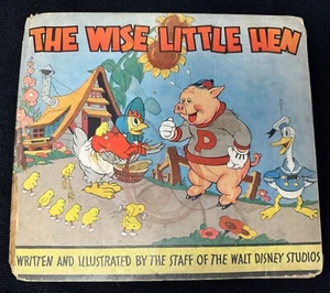 Walt Disney's The Wise Little Hen, 1935 Whitman Hardcover, FIrst DONALD DUCK - Picture 1 of 21