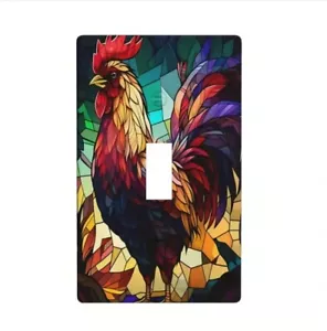 Stained Glass Design Rooster Light Switch Cover And Outlet Plate. Brand New! - Picture 1 of 2