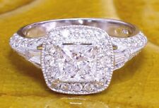 14k White Gold Princess Cut Diamond Engagement Ring Halo Bridal Wedding 1.70ctw