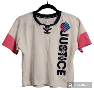 Justice Girls J-Sport Colorblock Lace Up Tshirt Shirt Girls Size L 12-14 NWT - Picture 1 of 7