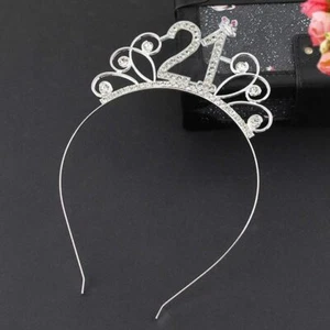 Silver Crown Headband Tiara - 21st Birthday Party Hair Accessory for Women an... - Picture 1 of 6