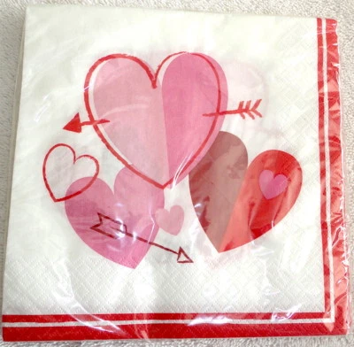 Вечеринка творения сердце воздушные шары 16 2 слоя ужин салфетки NewWhite/красный/розовый - Изображение 1 из 3