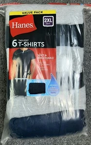 Men's Short Sleeve T Shirts 2XL 50-52 Hanes Crew Neck 6 Pairs Multicolor Wicking - Picture 1 of 5