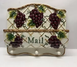 Grape Ceramic Wall-mount Key and Mail Holder. - Picture 1 of 4