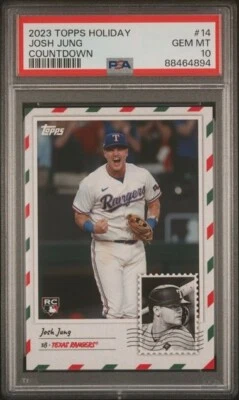 2023 Topps Holiday Countdown SP #14 Josh Jung - Texas Rangers RC PSA 10 - Image 1 of 2
