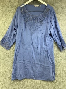 Soft Surroundings Blue Long Sleeve Sheer Sleeve Dress Women's Size XL POE - Picture 1 of 6