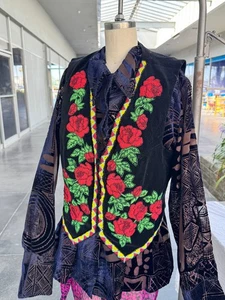 Chaleco Hairston Roberson Ropa Completamente Cuentas Rosas Rojas Western Talla 12 Terciopelo Tie Ba - Imagen 1 de 8