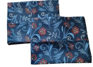 Set Of 2 New Blue Floral Polycotton Pillowcases. By B's Bedding 20 X 32 Queen - Picture 1 of 4