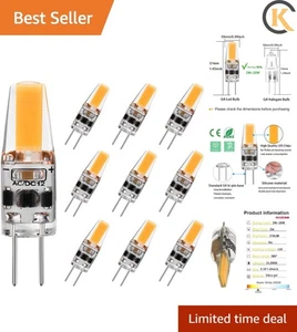 G4 LED Bulb 2W Equivalent to 20W T3 JC Type Bi-Pin G4 Base Halogen Bulb, AC/D... - Picture 1 of 8