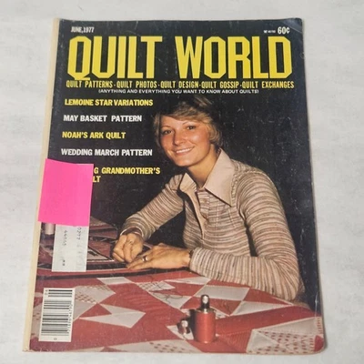 Quilt World Magazine June 1977 Lemoine Star Variations May Basket pattern - Image 1 of 3
