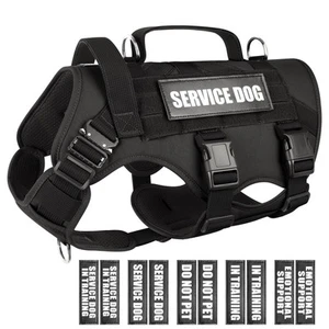 Service Dog Vest Harness for Large Dog, Tactical Working MOLLE Vest with 10 P... - Picture 1 of 7