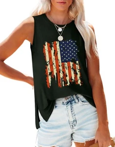 4th of July Tank Tops for Women Plus Size Loose Fit Round Neck Basic T Shirts... - Picture 1 of 5