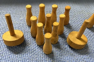 Vintage Wooden Game Pieces  for Skittles Wood Bowling Game Pins Tops for Drueke - Picture 1 of 8
