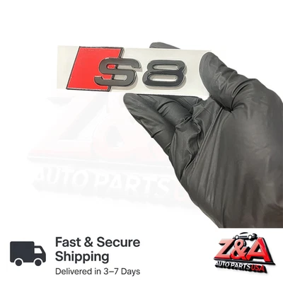 BLACK S8 REPLACEMENT FOR AUDI REAR TRUNK EMBLEM BADGE NAMEPLATE DECAL LETTER - Image 1 of 4