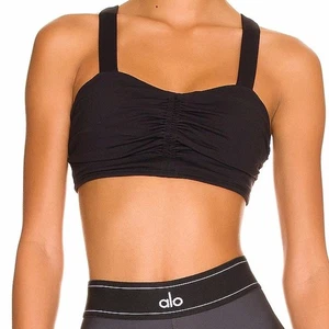 Alo Yoga Airbrush Cinch Bra Black Size Small NWT Crop Sports Bra Rare Style - Picture 1 of 16