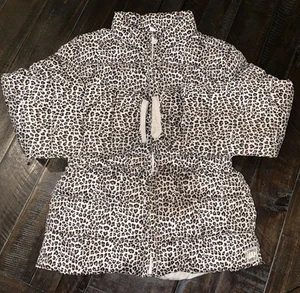 Gap Kids Girls Puffer Jacket Leopard Print Size Small Regular Zip Up - Picture 1 of 15