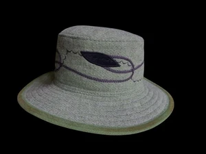 Sombrero para mujer vintage HEATHER LUMSDEN hecho a mano en Escocia bordado caqui - Imagen 1 de 6
