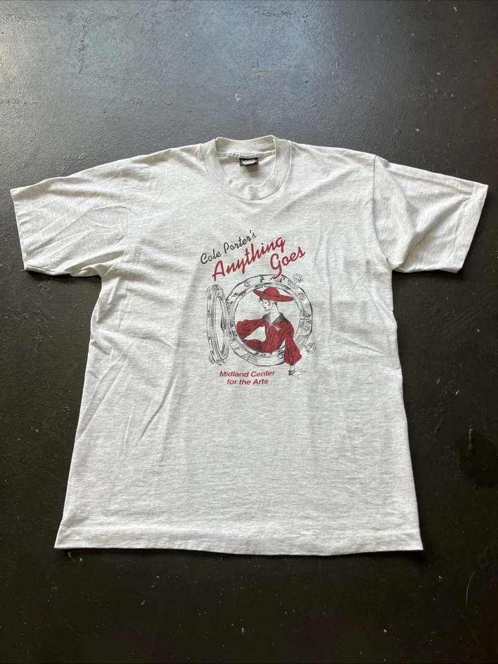 Camisa De Colección Años 90 Anything Goes Midland MI MCFTA Juego Local Puntada Única Gris L Foto 1 de 4