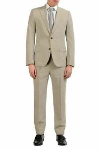 Maison Margiela 14 Men's 100% Silk Slim Beige Two Button Suit US 38 IT 48