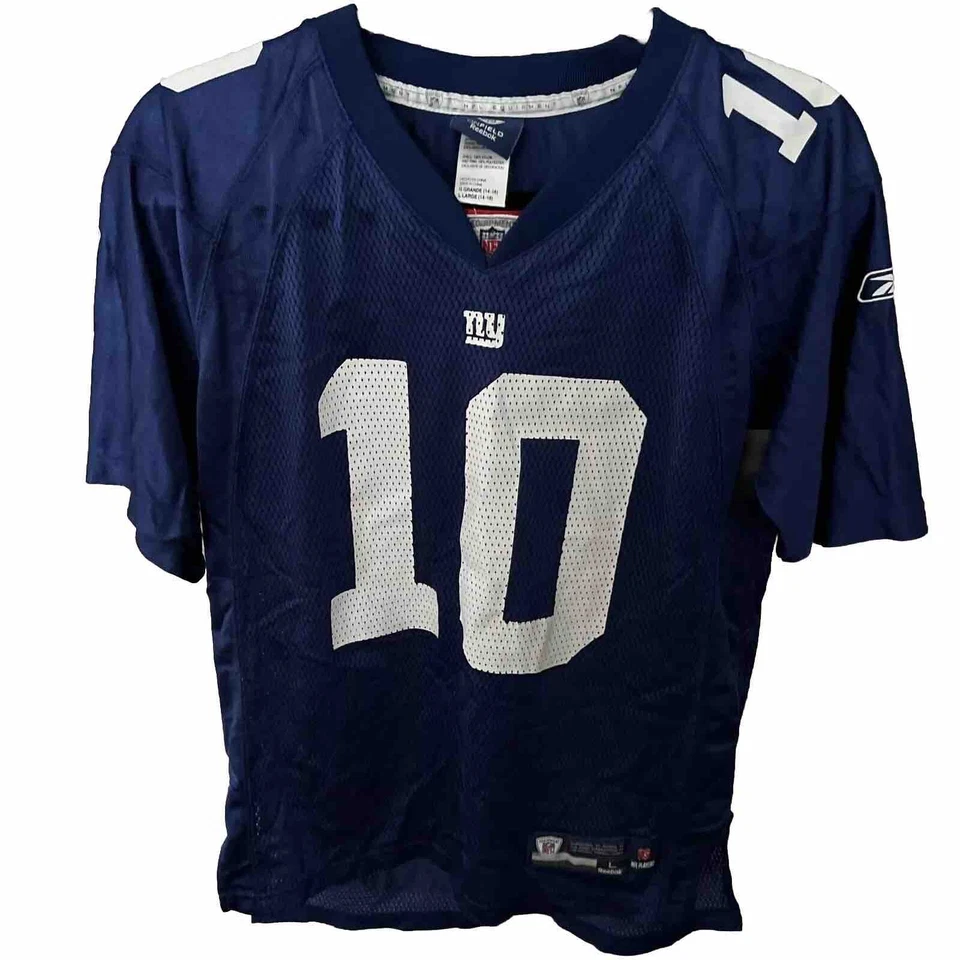 VINTAGE New York Giants Jersey BOYS LARGE 14-16 Eli ManningReebok Blue On Field - Image 1 of 4