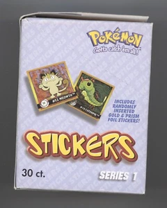 POKEMON STICKERS SERIES 1 ONE BOX ART BOX 30 FACTORY SEALED PACKS 1999 - Picture 1 of 2