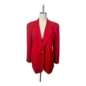 Jennifer Moore Red Blazer Single Button Professional Office Wear Petite Size 14 - Picture 1 of 8