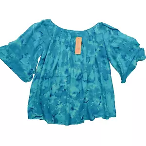 Top Sakkas para mujer talla libre BlueTie Dye media manga en capas boho festival fluido - Imagen 1 de 9