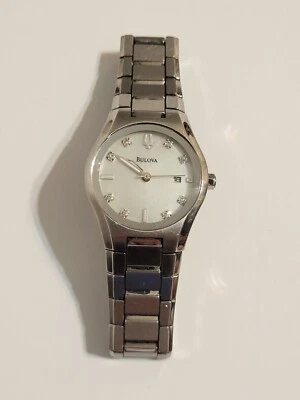 BULOVA 96P108 Mother of Pearl Dial 8 DIAMONDS Watch Stainless Water Resistant - Image 1 of 4