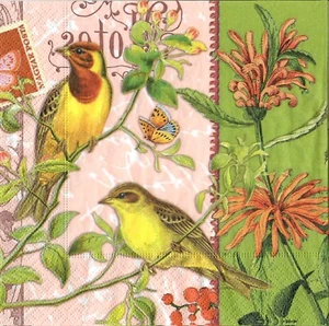 4 x Single Paper Napkins for Decoupage Craft Table Yellow Birds 113 - Picture 1 of 2