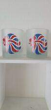 2009 Pair Frosted Team GB Olympic Graphic 8 oz. Glasses