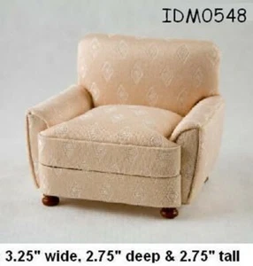 MODERN EASY CHAIR CREAM SILK LIVING ROOM DOLLHOUSE MINIATURES 1:12 SCALE  - Picture 1 of 1