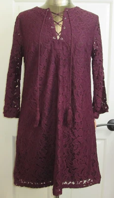 NWT Xhilaration Burgundy Dress Women Size M Chest 38 Lace Overlay Lined212-28271 - Image 1 of 4