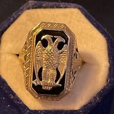14k Gold & Onyx￼ Double Eagle Masonic Scottish Knights Templar Freemason￼Ring