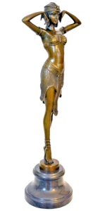 Art Deko Bronze Tänzerin Figur mit Künstlersignatur auf Marmorsockel signiert - Bild 1 von 12