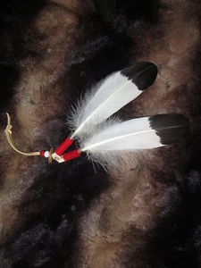 Feather Native American Hair Tie as part of your Regalia Beautifully done - Picture 1 of 4