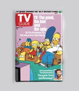 THE SIMPSONS - COUCH / TV GUIDE - 2"x3" POSTER MAGNET retro vintage 90s show - Picture 1 of 4