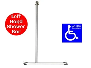 SHOWER GRAB BAR T for LEFT HAND HANDICAP HANDRAIL SAFETY RAIL AS1428.1 - Picture 1 of 7