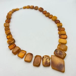 Antique Genuine Baltic Natural Royal Amber Beads Necklace Butterscotch Egg Yolk - Picture 1 of 17
