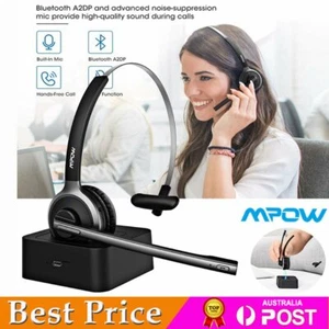 Mpow M5 Bluetooth Headset with Microphone Wireless Headphones MIC for Car Office - Picture 1 of 12