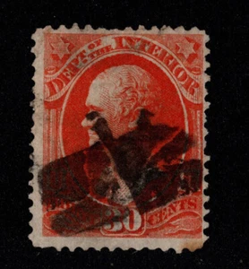 #O23 Used 30c Interior Official Hamilton SOTN Dragonfly Butterfly Fancy Cancel - Picture 1 of 2