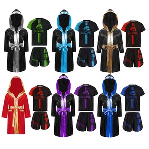 Kids Boys Boxer Training Outfit Workout Boxing Costume Jogging Color Block Gym - Picture 1 of 85