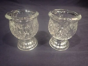 VINTAGE Glass Candle Holder REVERSIBLE FOR VOTIVES OR TAPERS SET OF (2) - Picture 1 of 5