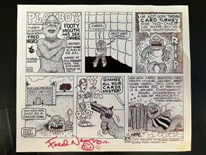 Signed Fred Negro ORIGINAL Footy Mouth COMIC STRIP ART Collingwood Cartoon AFL - Picture 1 of 7