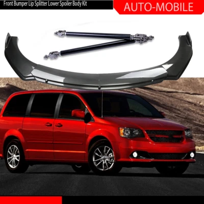 For Dodge Grand Caravan Carbon Fiber Style Front Bumper Lip /Spoiler+Strut /Rods - Image 1 of 4