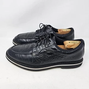 G/Fore Gallivanter Shoes Mens Size 11.5 Black Croc Leather Golf Luxe G4MF18EF08 - Picture 1 of 15