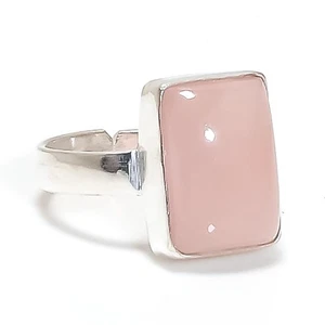 Rose Quartz Gemstone 925 Sterling Silver Jewelry Ring Size Adjustable p807 - Picture 1 of 2